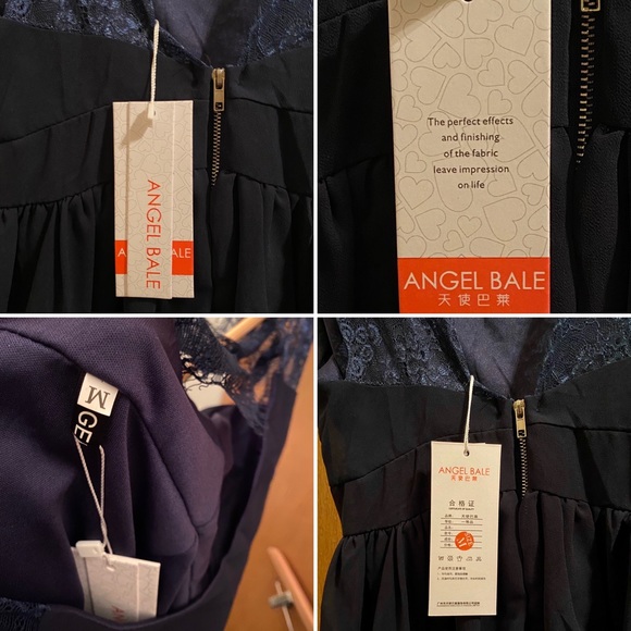 NWT! Navy Blue Lace Deep V Back Mini Dress - Picture 12 of 15